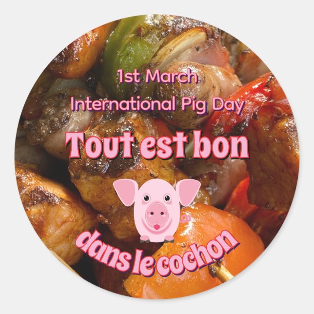 International Pig Day Classic Round Sticker (Front)