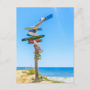 International Signpost at the Sea Postcard