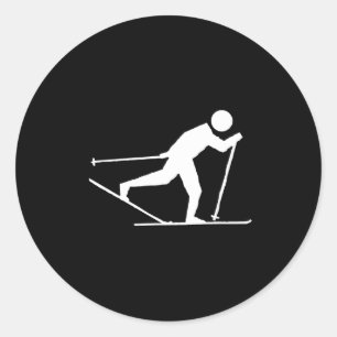 International skate skiing, cross-country skiing classic round sticker