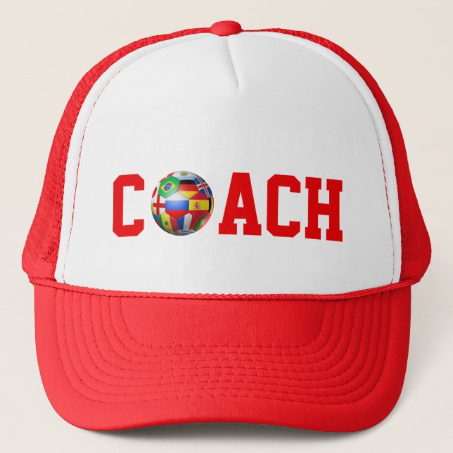 International Soccer Ball Coach Trucker Hat (Front)