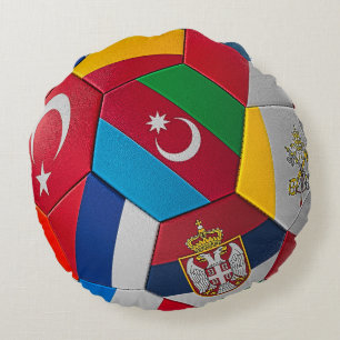 International Soccer Ball Round Cushion