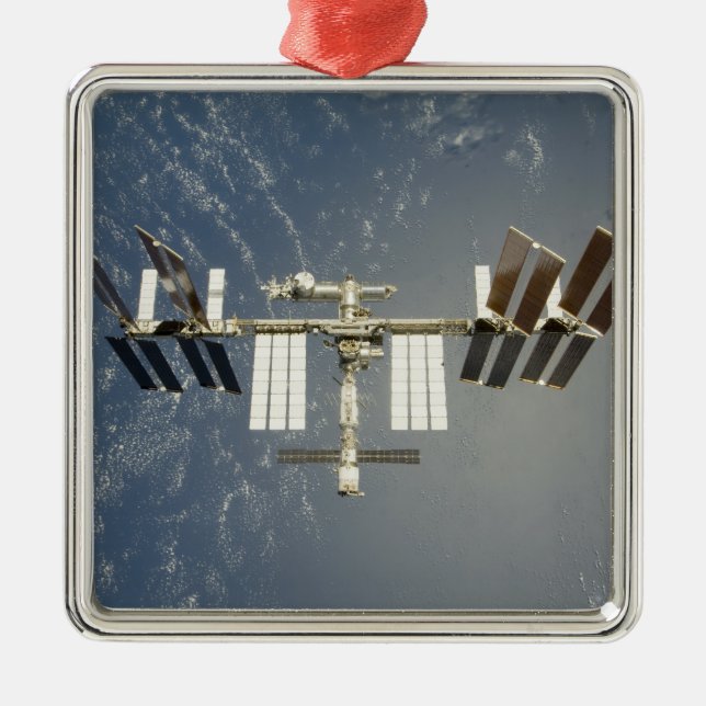 International Space Station backdropped Metal Tree Decoration (Front)