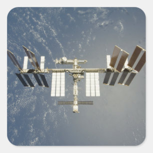 International Space Station backdropped Square Sticker