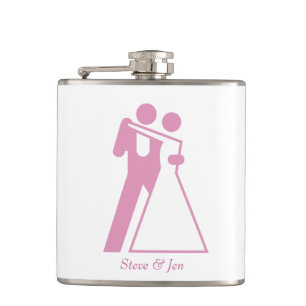 International Symbol for Bride and Groom Hip Flask
