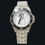 International Symbol for Bride and Groom Watch<br><div class="desc">Our cute "international symbol" for bride and groom,  we have a cute line drawing of the happy couple dancing,  or perhaps in an embrace.  We offer this design in both pink and black. Play around and change the background colour for non-apparel items,  or add text if you wish.</div>