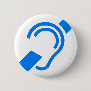 International Symbol for the Deaf 6 Cm Round Badge