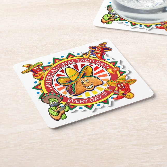 International TACO Day Napkins Square Paper Coaster (Angled)