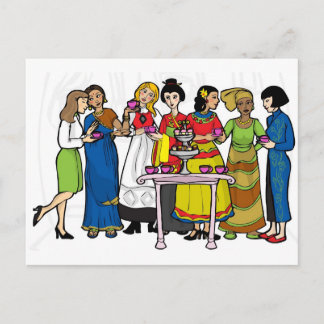 International tea party postcard