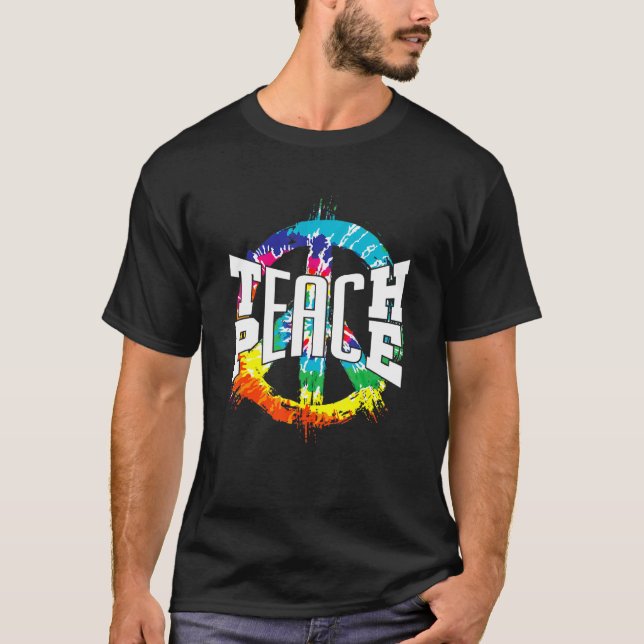 International Teach Peace Hippie Freedom Day Tie D T-Shirt (Front)