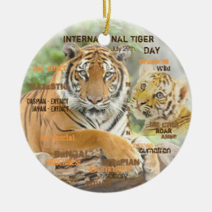 International Tiger Day, July 29, Typography Art Ceramic Ornament