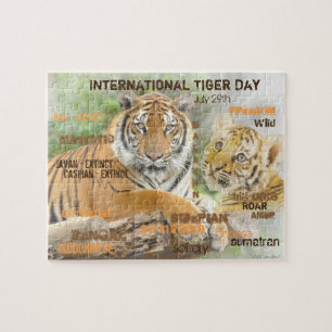 International Tiger Day, July 29, Typography Art Jigsaw Puzzle
