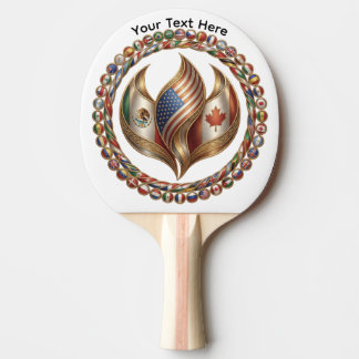 International Unity Flame with World Flags Emblem  Ping Pong Paddle
