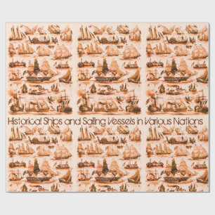 INTERNATIONAL VINTAGE SAILING VESSELS,SHIPS,Sepia Wrapping Paper