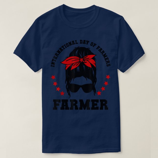 International Women Farmers Day Messy Bun Graphic  T-Shirt (Design Front)