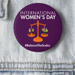 International Women’s Day 2026 Balance The Scales 6 Cm Round Badge
