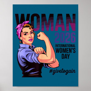 International women’s day 2026 give to gain march  poster