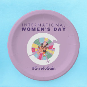 International Women’s Day 2026 Give To Gain Paper Plate