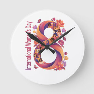 International Women’s Day 8 March Round Clock
