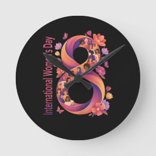 International Women’s Day 8 March Round Clock