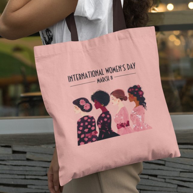 International Women’s Day Global Women Pink Floral Tote Bag (Creator Uploaded)