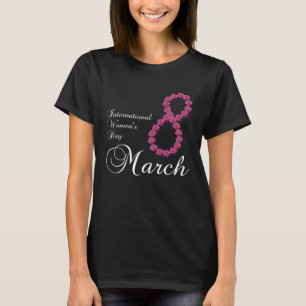 International Women s Day Pink Rose Flower 8 March T-Shirt
