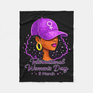 International women's day 2026 8 march black women fleece blanket