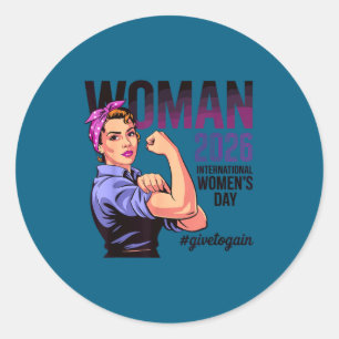 International women's day 2026 give to gain march classic round sticker