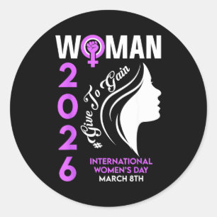 International women's day 2026 march 8 empowering classic round sticker