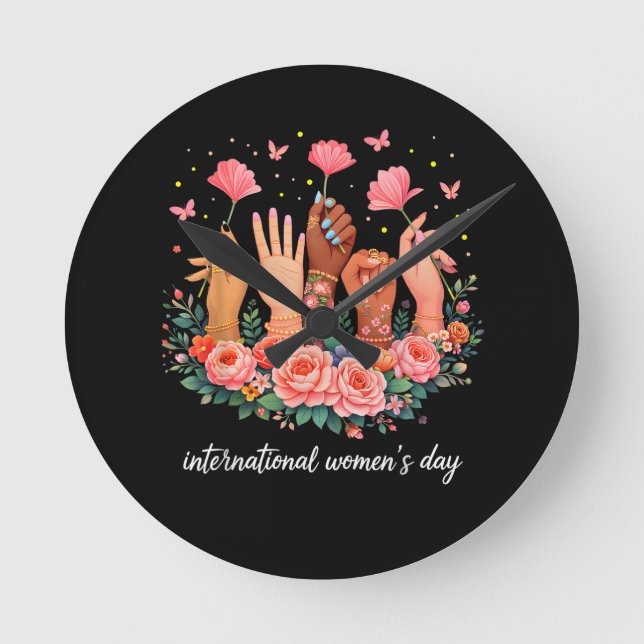 International Women's Day 8 March 2026 Round Clock (Front)