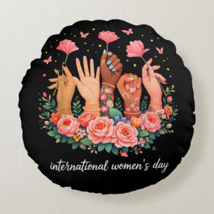 International Women's Day 8 March 2026 Round Cushion