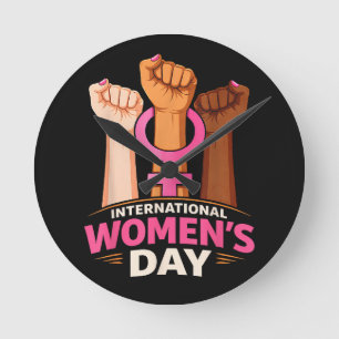 International Women's Day 8 March Round Clock