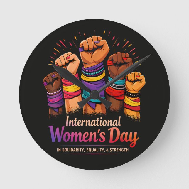International Women's Day 8 March Round Clock (Front)