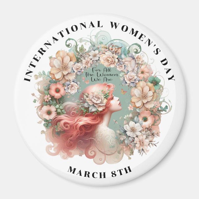 International Women's Day 8th March Feminine Magnet (Front)