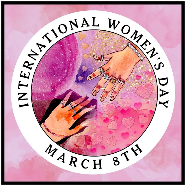 International Women's Day 8th March Pink Art 7.5 Cm Round Badge (Creator Uploaded)