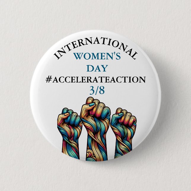 International Women's Day | Accelerate Action 6 Cm Round Badge (Front)