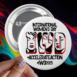 International Women's Day   Accelerate Action 6 Cm Round Badge