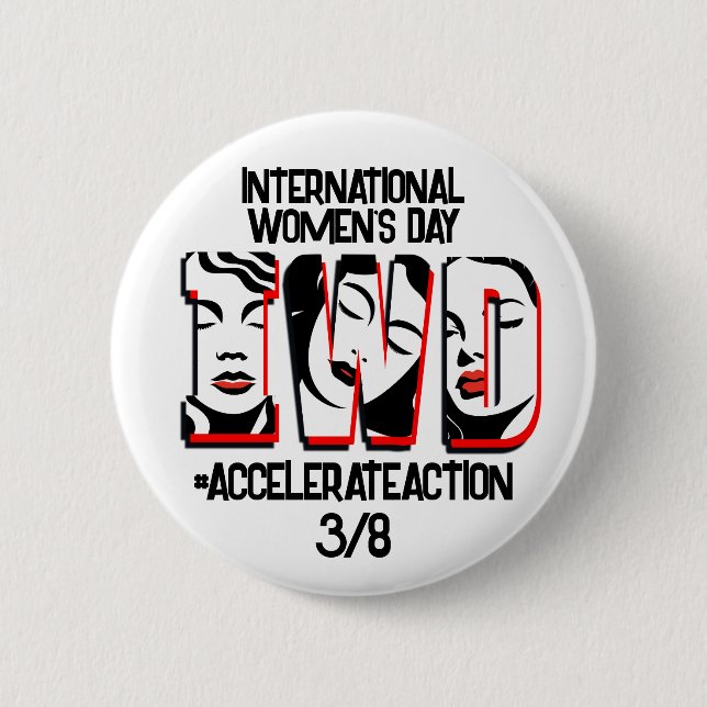 International Women's Day | Accelerate Action 6 Cm Round Badge (Front)