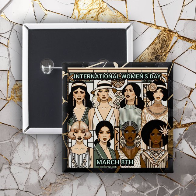 International Women's Day  | Art Deco Women 15 Cm Square Badge (Creator Uploaded)