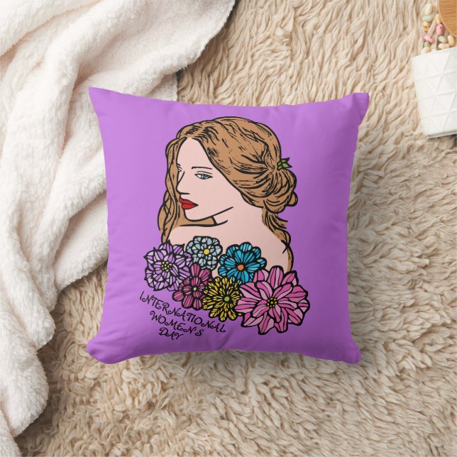 International Women's Day Beautiful Lady Cushion (Blanket)