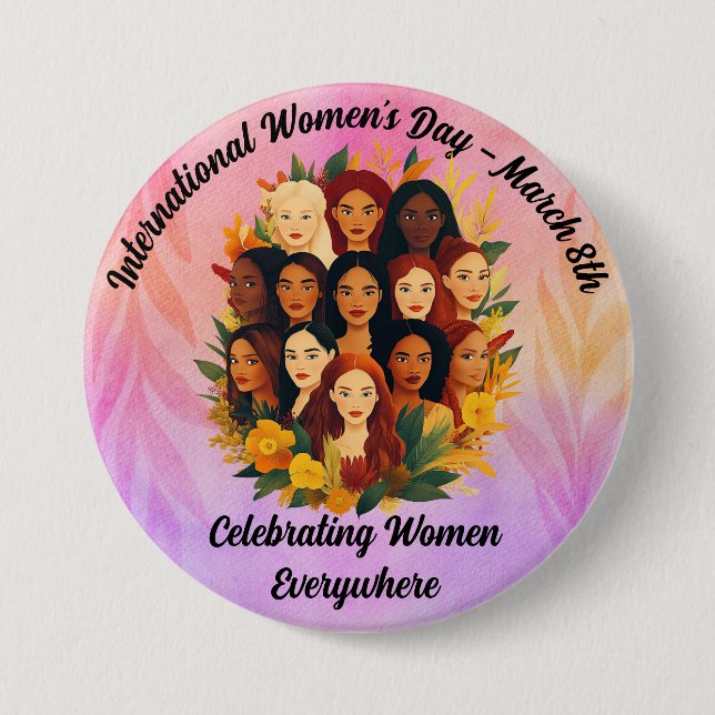 International Women's Day - Celebrating Women 7.5 Cm Round Badge (Front)