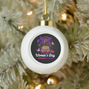 International Women's Day Ceramic Ball Christmas Ornament