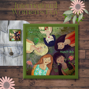 International Women's Day Earth tones 15 Cm Square Badge