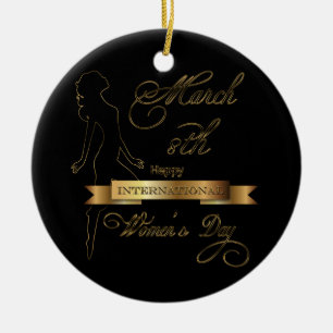International Women's Day Elegant Gold Customise Ceramic Tree Decoration