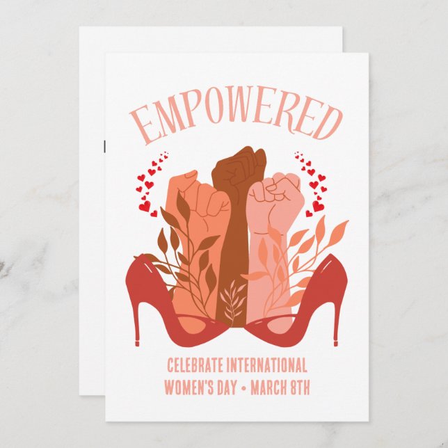 International Women's Day EMPOWERED Fists Stiletto Invitation (Front/Back)
