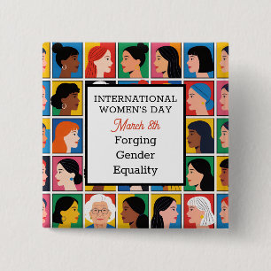 International Women's Day Forging Gender Equality 15 Cm Square Badge