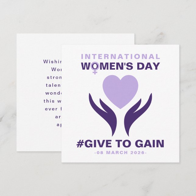 International Women's Day Give To Gain 2026 Holiday Card (Front/Back)