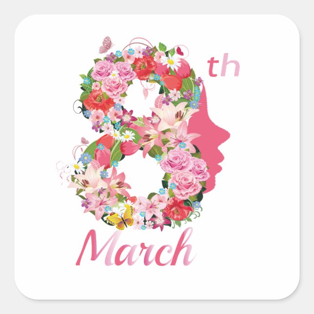international women's day happy women's day 8 2025 square sticker (Front)