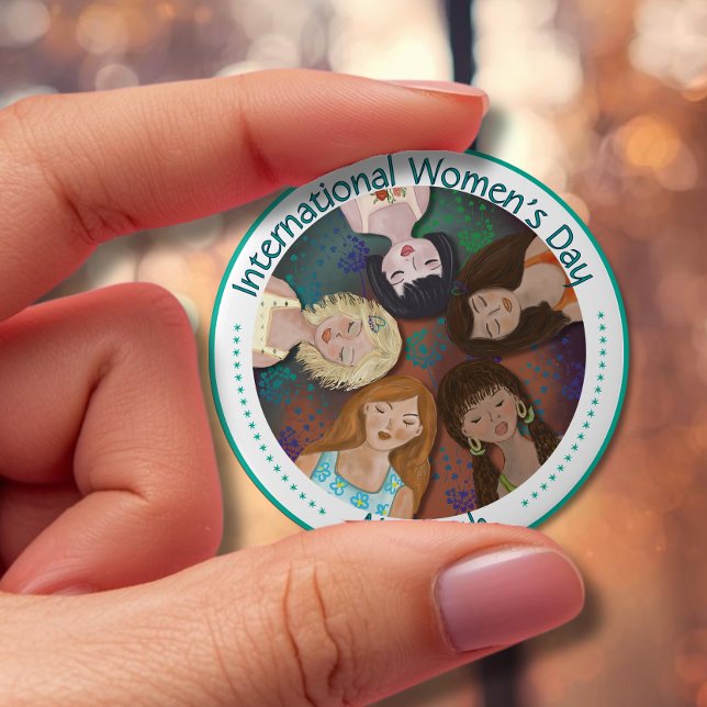 International Women's Day Illustration colourful 10 Cm Round Badge (International Women's Day Illustration colorful Button)