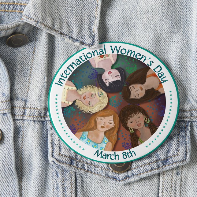 International Women's Day Illustration colourful 10 Cm Round Badge (International Women's Day Illustration colorful Button)