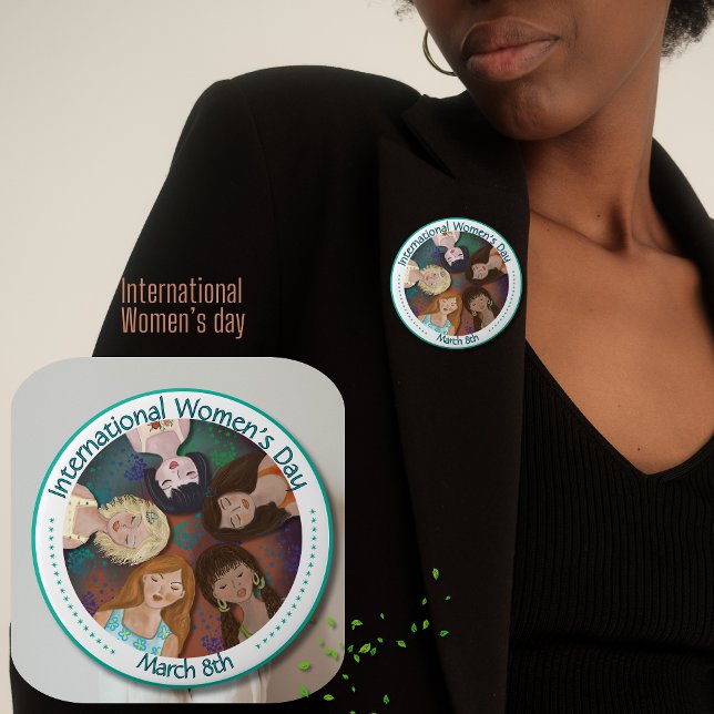 International Women's Day Illustration colourful 10 Cm Round Badge (International Women's Day Illustration colorful Button)